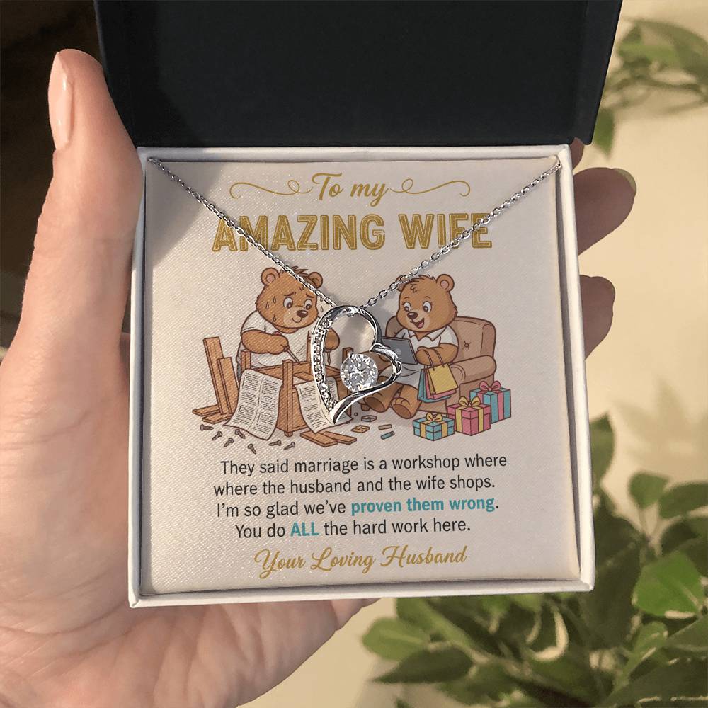 To My Wife Necklace From Husband, Funny Anniversary Gift, Birthday Gift Idea for Her, You Do All The Hard Work, Love Knot Necklace-LKN86738