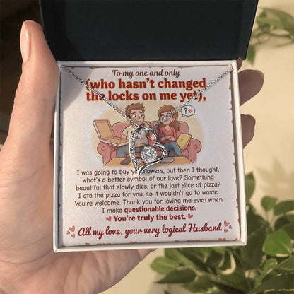 To My Wife Necklace From Husband, Funny Anniversary Gift For Her, Romantic Birthday Present, Thank You For Loving Me - Love Knot Necklace-LKN91999