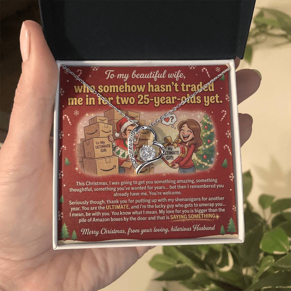 To My Wife Necklace From Husband, Funny Christmas Gift, Wife Birthday Gift, Romantic Anniversary Present - Love Knot Necklace-LKN54175