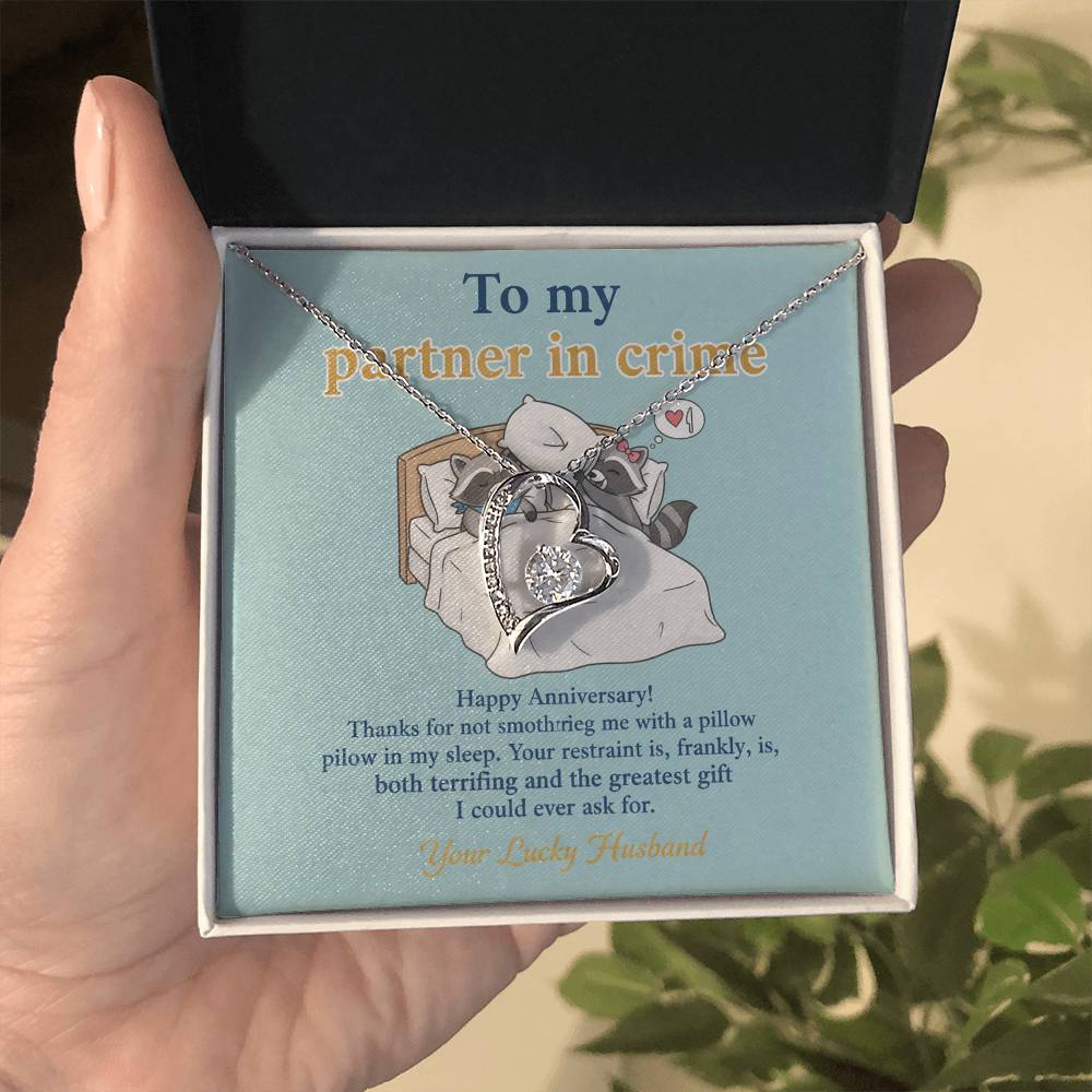 To My Partner in Crime Necklace From Husband - Funny Anniversary Gift for Wife, Love Knot Necklace-LKN48141