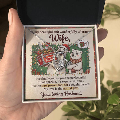 To My Wife Necklace From Husband, Funny Christmas Gift, Humorous Birthday Present for Her, Love Knot Necklace-LKN61772