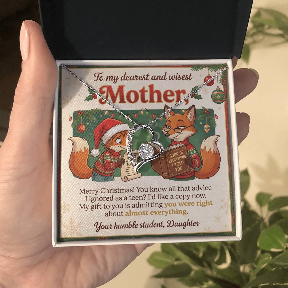 To My Mother Necklace From Daughter, Funny Christmas Gift, Holiday Present for Mom, Gift for Mother, Love Knot Necklace-LKN36053