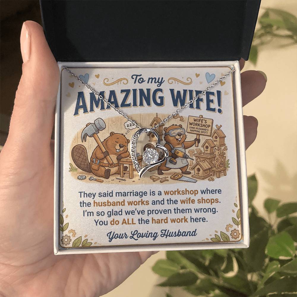 To My Wife Necklace From Husband, Funny Anniversary Gift for Her, Wife Birthday Gift - Love Knot Necklace-LKN49192