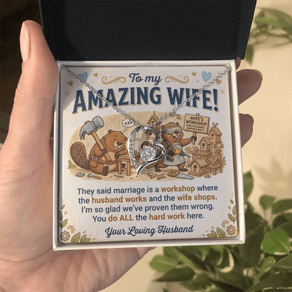 To My Wife Necklace From Husband, Funny Anniversary Gift for Her, Wife Birthday Gift - Love Knot Necklace-LKN49192