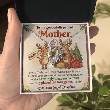 To My Mother Necklace From Daughter, Funny Christmas Gift, Mom Gift for Christmas, Merry Christmas Mom - Love Knot Necklace-LKN61313