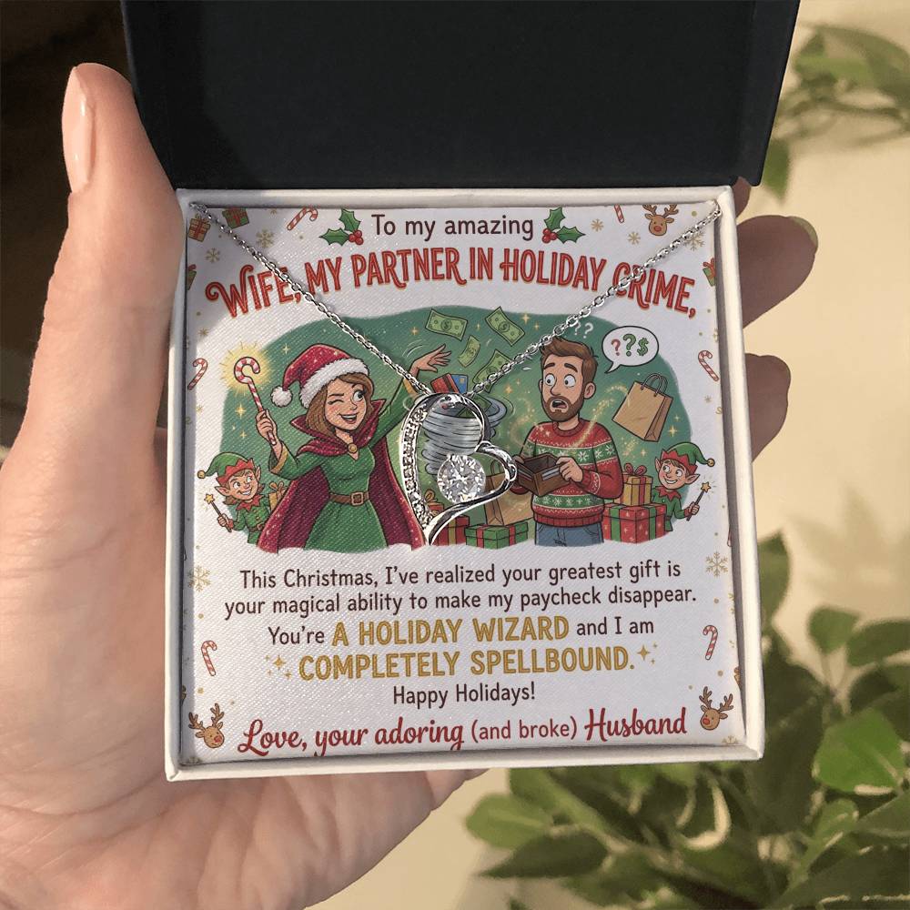 To My Wife Necklace From Husband, Funny Christmas Gift, Holiday Present for Her, My Partner in Crime - Love Knot Necklace-LKN24972