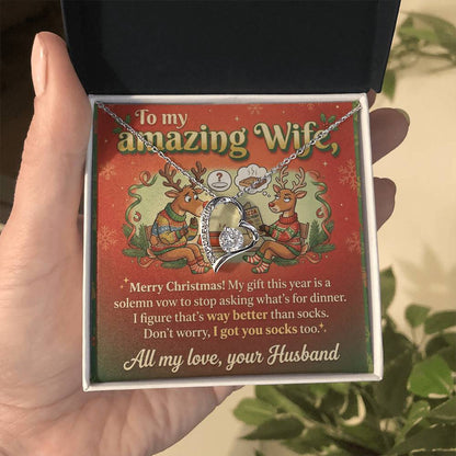 To My Wife Necklace From Husband, Funny Christmas Gift For Her, Romantic Husband To Wife Gift, Love Knot Necklace-LKN49311