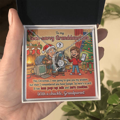 To My Granddaughter Necklace From Grandparent - Funny Christmas Gift, Humorous Tech-Savvy Granddaughter Xmas Present - Love Knot Necklace-LKN45469