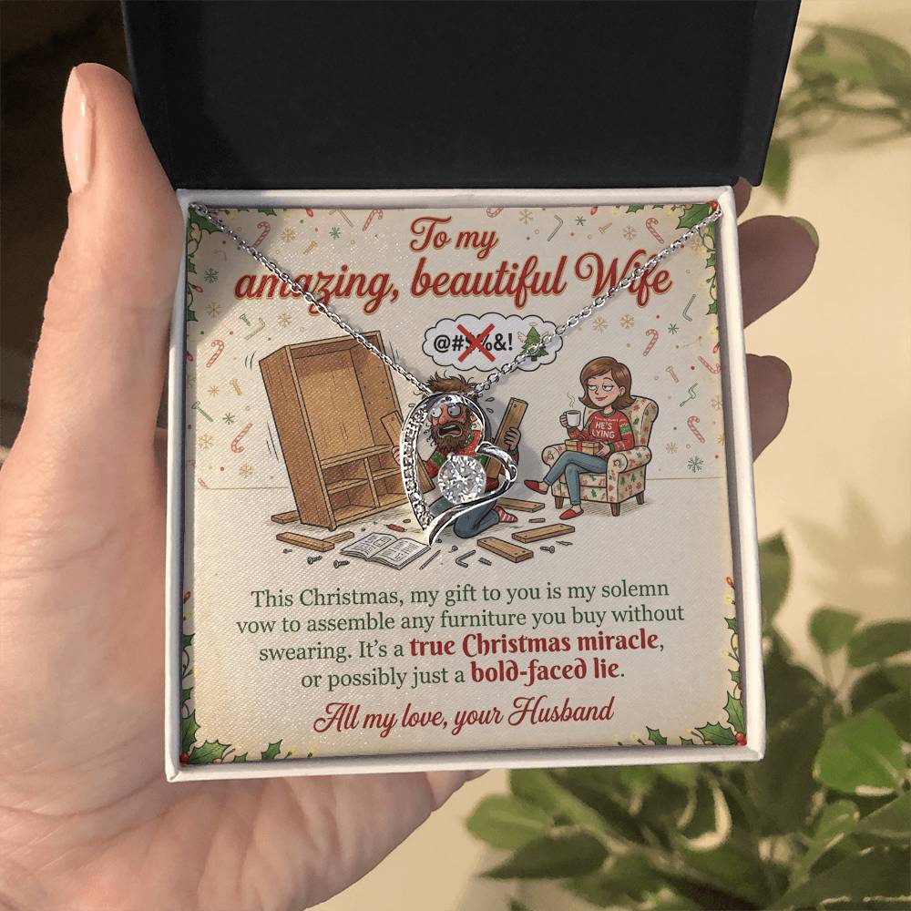 To My Wife Necklace From Husband, Funny Christmas Gift, Holiday Present for Her - Love Knot Necklace-LKN45614