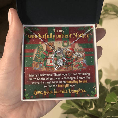 To My Mother Necklace From Daughter, Funny Christmas Gift For Mom, Birthday Gift, You're The Best Gift Ever, Love Knot Necklace-LKN10030