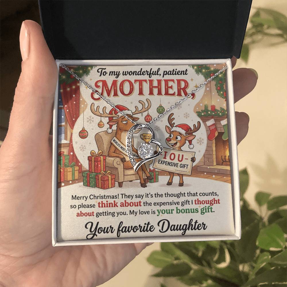 To My Mother Necklace From Daughter, Funny Christmas Gift For Mom, Birthday Present, Mother Daughter Gift, Love Knot Necklace-LKN13045