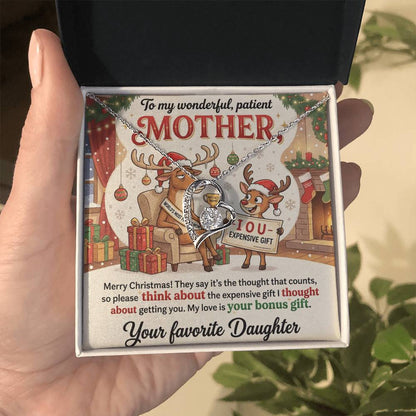 To My Mother Necklace From Daughter, Funny Christmas Gift For Mom, Birthday Present, Mother Daughter Gift, Love Knot Necklace-LKN13045