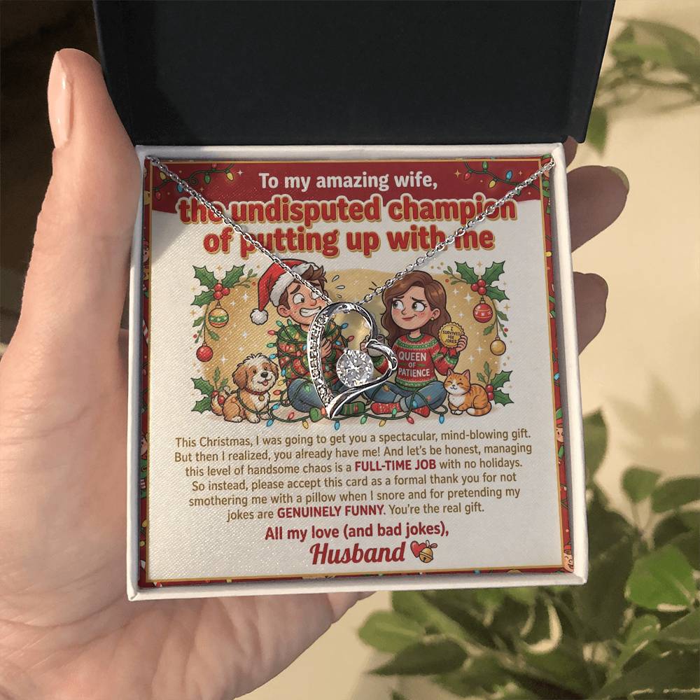 To My Wife Necklace From Husband, Funny Christmas Gift, Holiday Present For Her, Love Knot Necklace-LKN93284