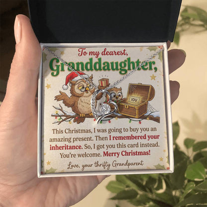 To My Granddaughter Necklace From Grandparent - Funny Christmas Gift, Thrifty Grandparent Inheritance Joke, Love Knot Necklace-LKN22401