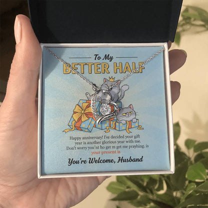 To My Husband Necklace From Wife, Funny Anniversary Gift for Him, Better Half Birthday Card - Love Knot Necklace-LKN85546