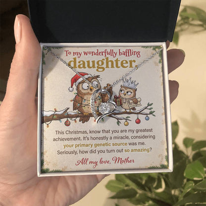 To My Daughter Necklace From Mother, Funny Christmas Gift for an Amazing Daughter, Love Knot Necklace-LKN86018