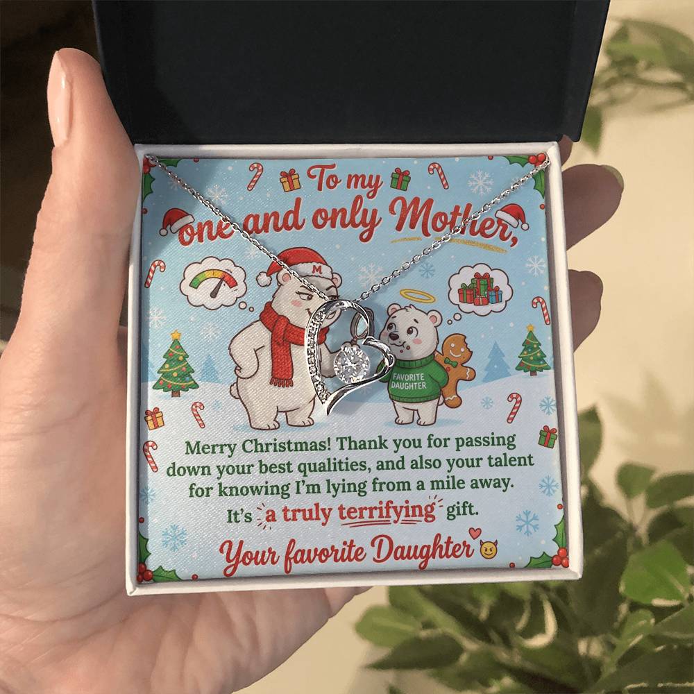 To My Mother Necklace From Daughter, Funny Christmas Gift for Mom, Holiday Present, Mother's Day Gift Idea - Love Knot Necklace-LKN22840