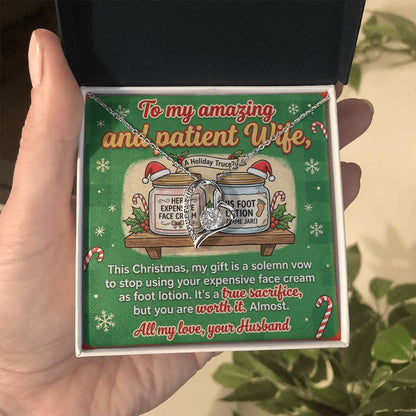 To My Wife Necklace From Husband, Funny Christmas Gift, Holiday Present for Her, Love Knot Necklace-LKN12201