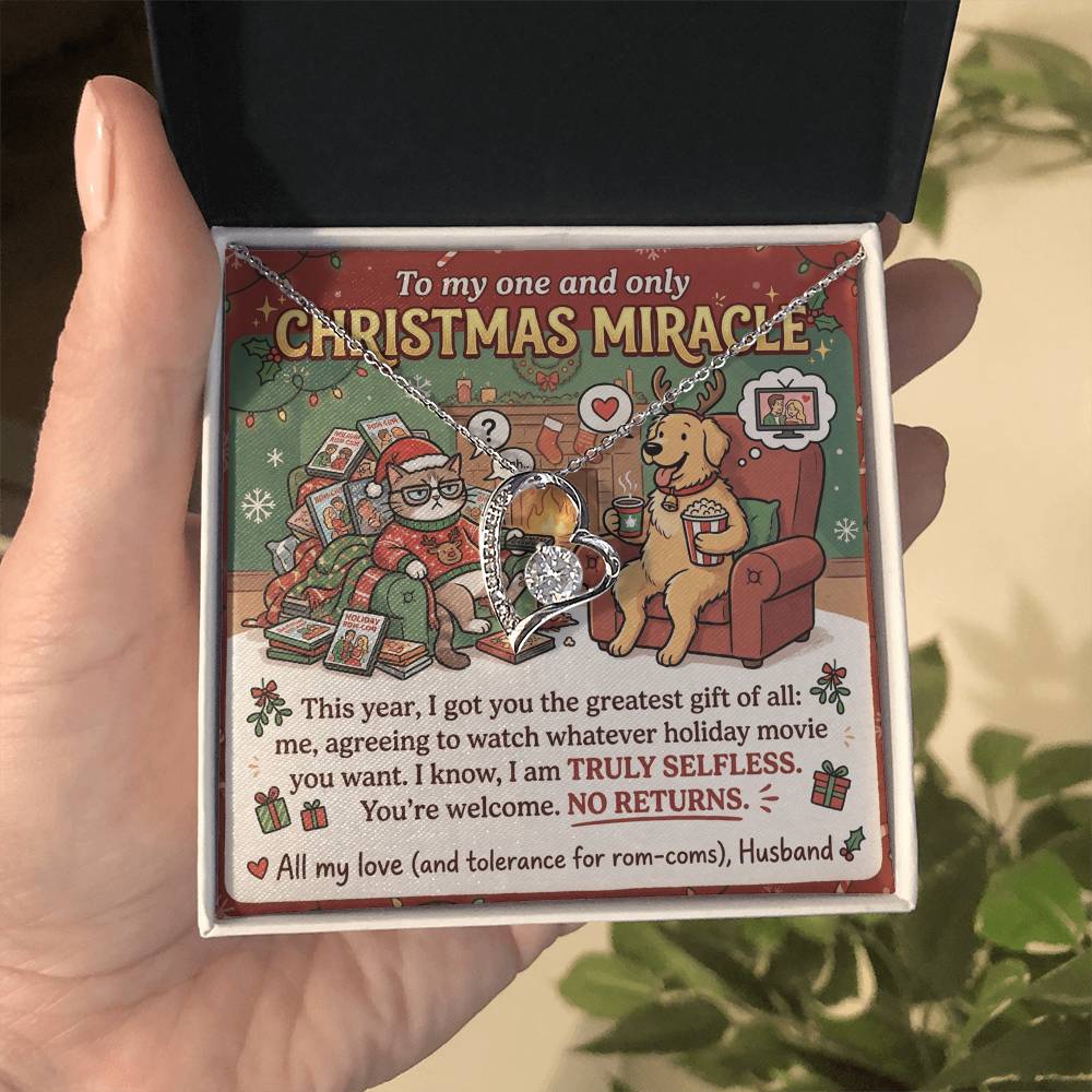 To My Christmas Miracle Necklace From Husband, Funny Christmas Gift for Wife, Romantic Holiday Jewelry, Love Knot Necklace-LKN65381