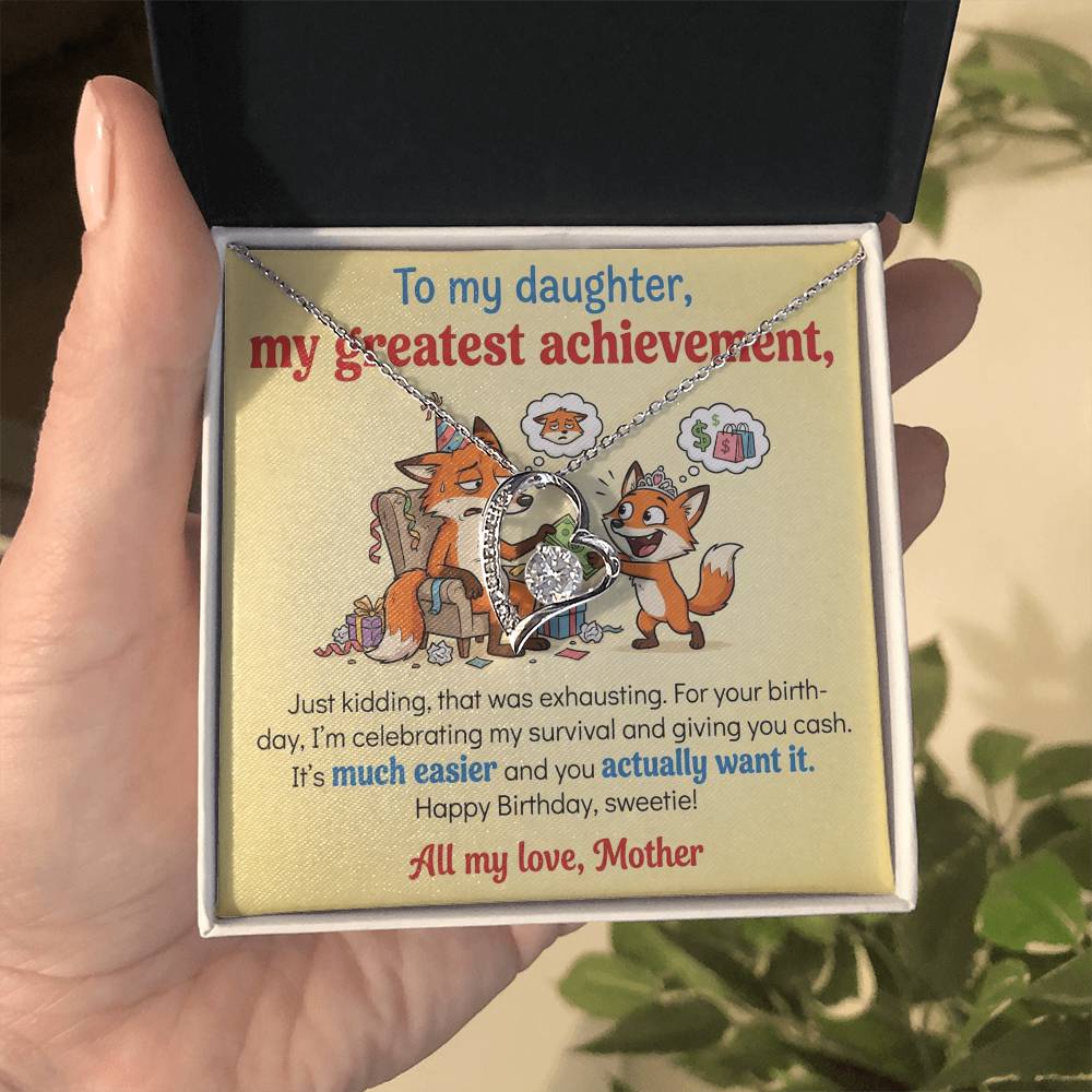 To My Daughter Necklace From Mother, Funny Birthday Gift For Daughter, Gift From Mom, Love Knot Necklace-LKN93599