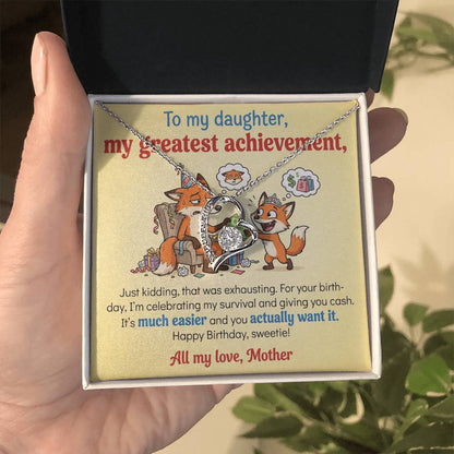 To My Daughter Necklace From Mother, Funny Birthday Gift For Daughter, Gift From Mom, Love Knot Necklace-LKN93599