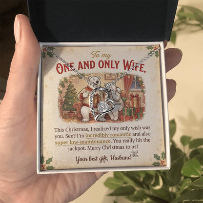 To My One and Only Wife Necklace From Husband, Funny Christmas Gift for Her, Romantic Wife Present, Love Knot Necklace-LKN15984
