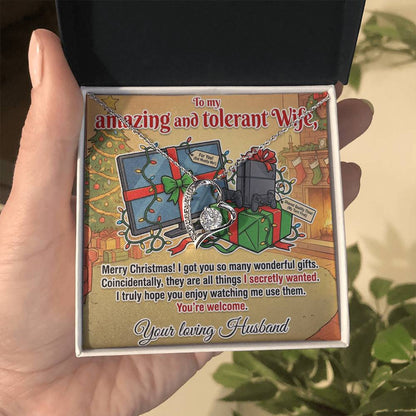 To My Wife Necklace From Husband, Funny Christmas Gift for Her, Xmas Gag Gift Idea, Love Knot Necklace-LKN53887