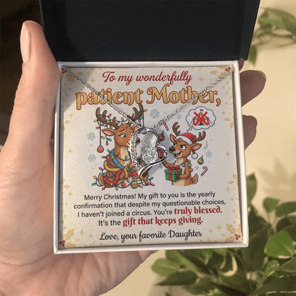 To My Mother Necklace From Daughter, Funny Christmas Gift For Mom, Xmas Present, Birthday Gift - Love Knot Necklace-LKN36317