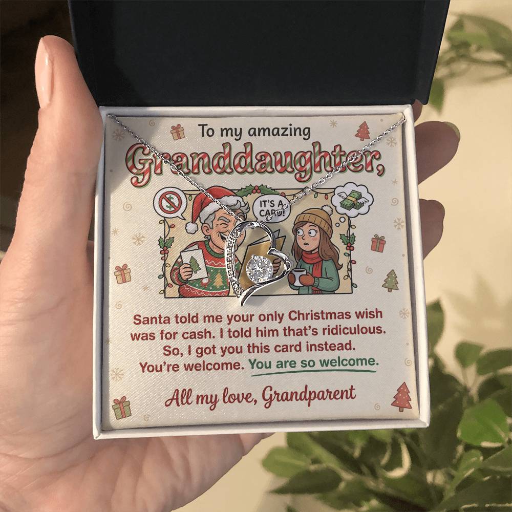 To My Granddaughter Necklace From Grandparent - Funny Christmas Gift for Her, Xmas Gift Idea from Grandparents, Love Knot Necklace-LKN20224