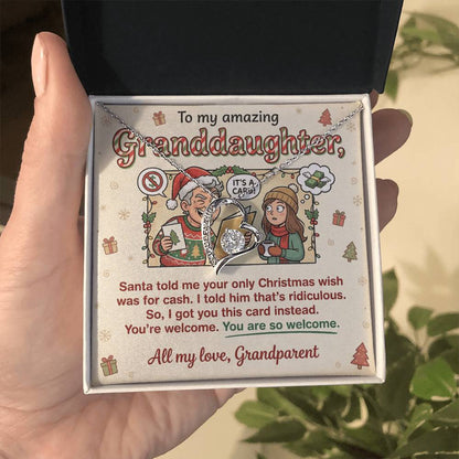 To My Granddaughter Necklace From Grandparent - Funny Christmas Gift for Her, Xmas Gift Idea from Grandparents, Love Knot Necklace-LKN20224