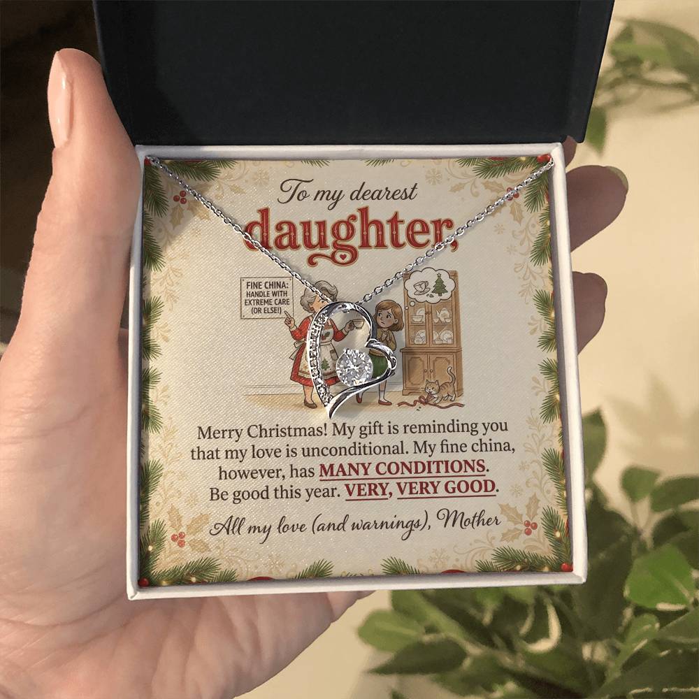 To My Daughter Necklace From Mother, Funny Christmas Gift for Daughter, Mother Daughter Holiday Gift - Love Knot Necklace-LKN91830