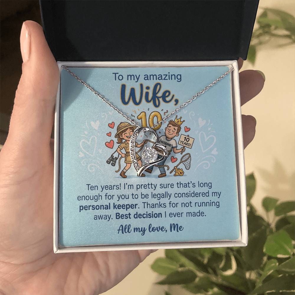 To My Wife Necklace From Husband, 10th Anniversary Gift, 10 Year Wedding Gift Idea for Her, Love Knot Necklace-LKN92076