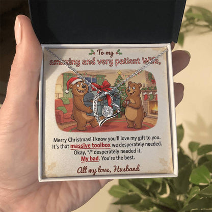 To My Wife Necklace From Husband - Funny Christmas Gift For Her, My Bad Toolbox Joke - Love Knot Necklace-LKN83749