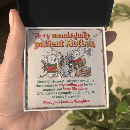 To My Mother Necklace From Daughter, Funny Christmas Gift For Mom, Holiday Gift For Patient Mother - Love Knot Necklace-LKN41986