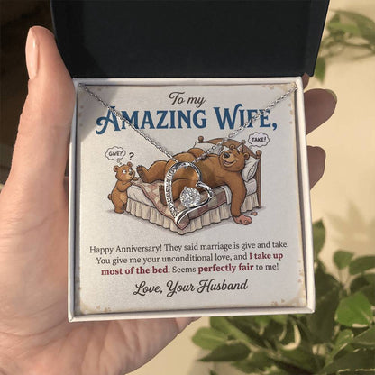 To My Wife Necklace From Husband, Funny Anniversary Gift, Romantic Gift for Her, Wife Gift - Love Knot Necklace-LKN80275