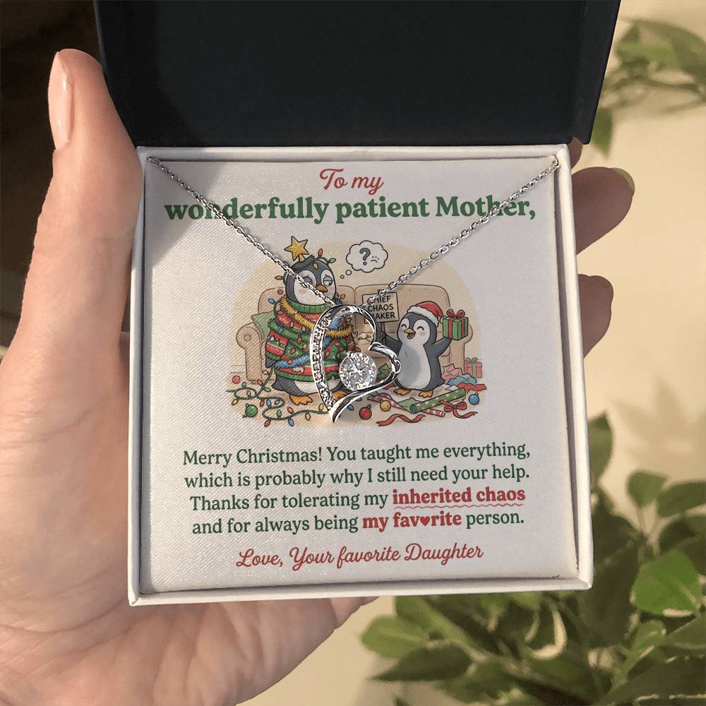 To My Mother Necklace From Daughter, Funny Christmas Gift For Mom, Holiday Present For Mother - Love Knot Necklace-LKN16282