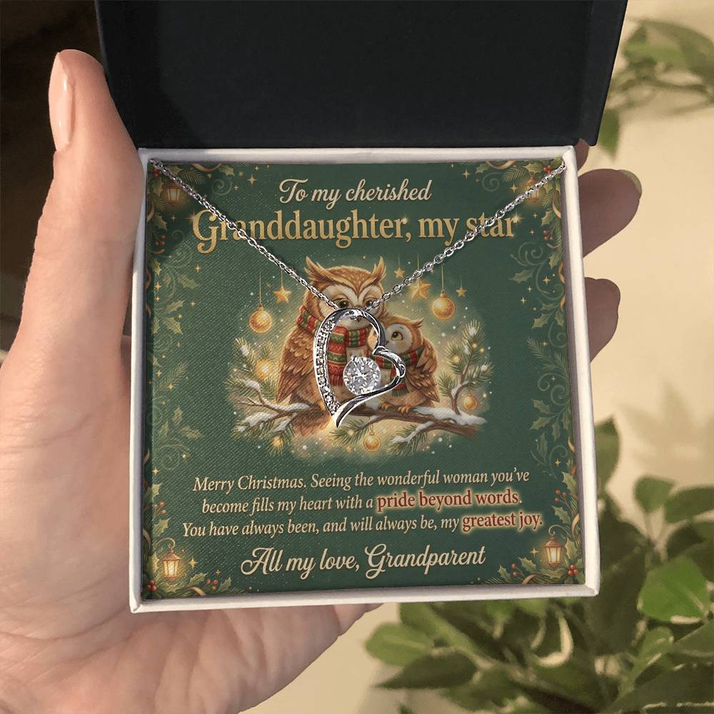 To My Granddaughter Necklace From Grandparent, Merry Christmas Gift, Sentimental Gift for My Star, Greatest Joy - Love Knot Necklace-LKN86139