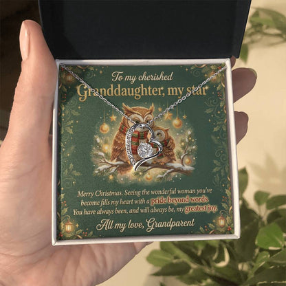 To My Granddaughter Necklace From Grandparent, Merry Christmas Gift, Sentimental Gift for My Star, Greatest Joy - Love Knot Necklace-LKN86139