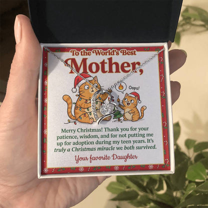 To My Mother Necklace From Daughter - Funny Christmas Gift for the World's Best Mom - Love Knot Necklace-LKN21180