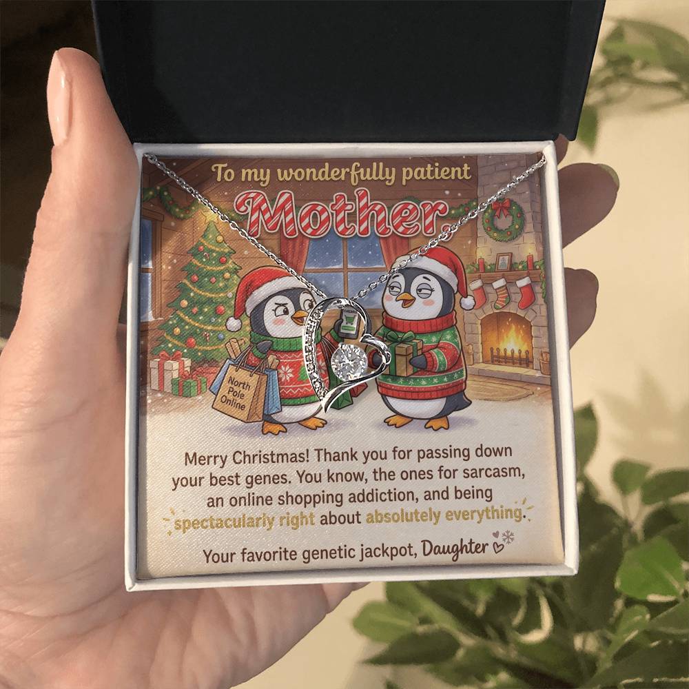 To My Mother Necklace From Daughter, Funny Merry Christmas Gift, Mom Christmas Present, Sarcastic Genes Gift - Love Knot Necklace-LKN81219