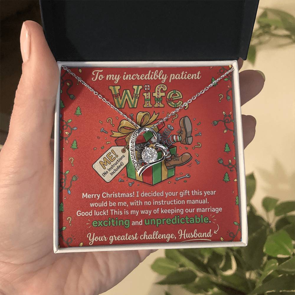 To My Wife Necklace From Husband, Funny Christmas Gift, To My Incredibly Patient Wife, Husband to Wife Present, Love Knot Necklace-LKN55259