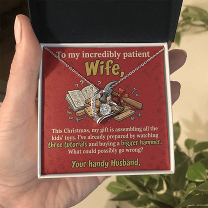 To My Wife Necklace From Husband, Funny Christmas Gift for Wife, Holiday Gift Idea for Her, Husband to Wife Gift - Love Knot Necklace-LKN23522