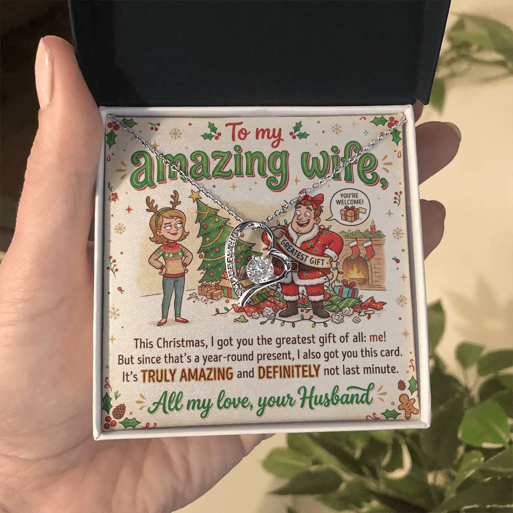 To My Wife Necklace From Husband, Funny Christmas Gift For Her, Xmas Gift For Amazing Wife, Love Knot Necklace-LKN90761