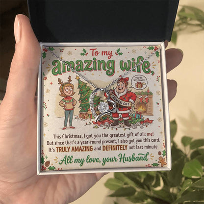 To My Wife Necklace From Husband, Funny Christmas Gift For Her, Xmas Gift For Amazing Wife, Love Knot Necklace-LKN90761