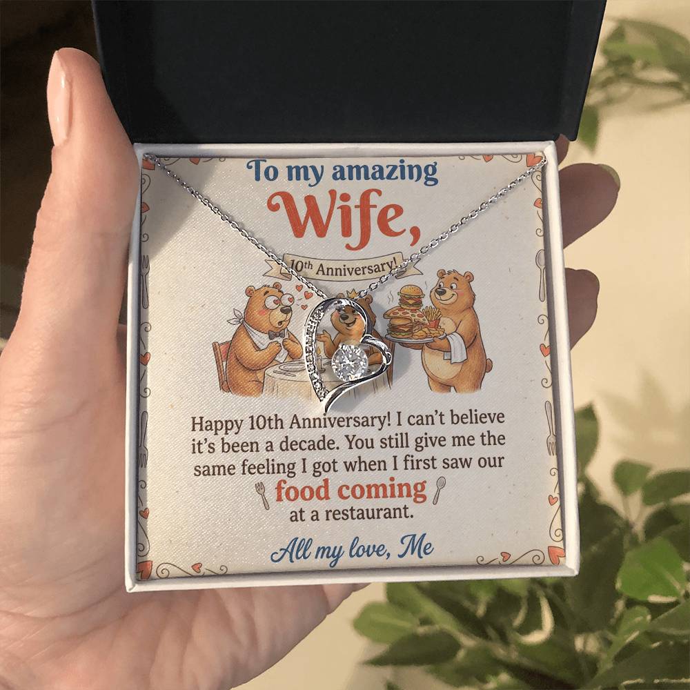 To My Wife Necklace From Husband, Happy 10th Anniversary Gift, Funny Gift For Her - Love Knot Necklace-LKN14367