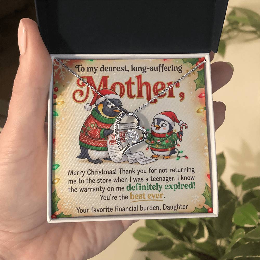 To My Mother Necklace From Daughter, Funny Christmas Gift For Mom, Birthday Present, Best Mom Ever Gift - Love Knot Necklace-LKN75077