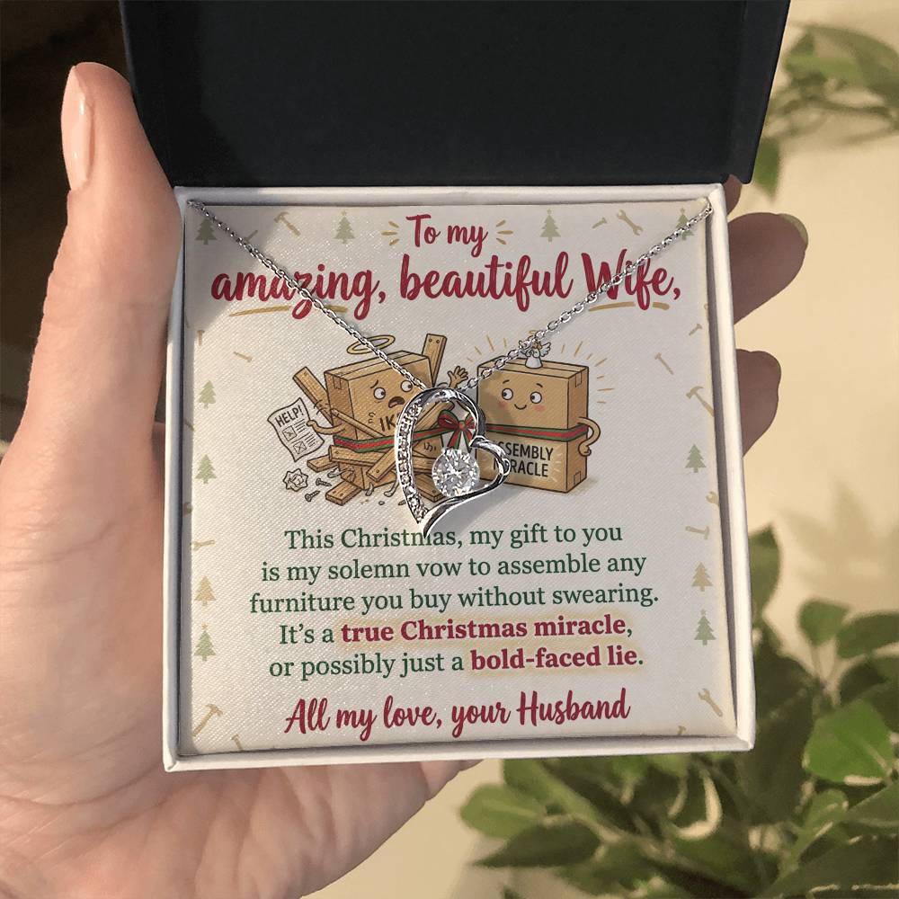 To My Wife Necklace From Husband, Funny Christmas Gift For Her, Christmas Miracle Present, Love Knot Necklace-LKN22909