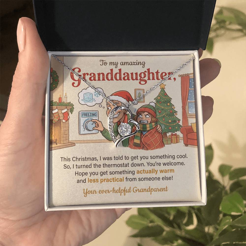 To My Granddaughter Necklace From Grandparent, Funny Christmas Gift, Xmas Present for Granddaughter, Holiday Gift Idea - Love Knot Necklace-LKN60839