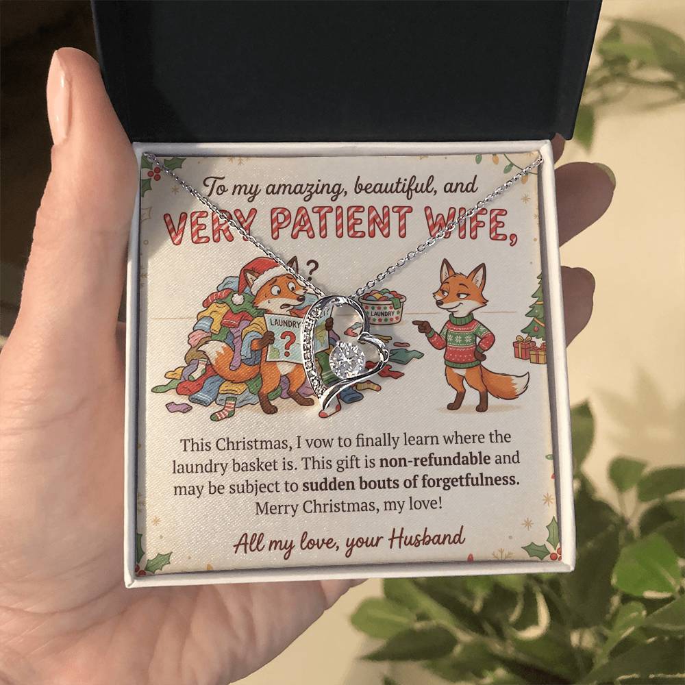 To My Wife Necklace From Husband, Funny Christmas Gift, Humorous Present for Patient Wife, Laundry Joke Gift, Love Knot Necklace-LKN17079