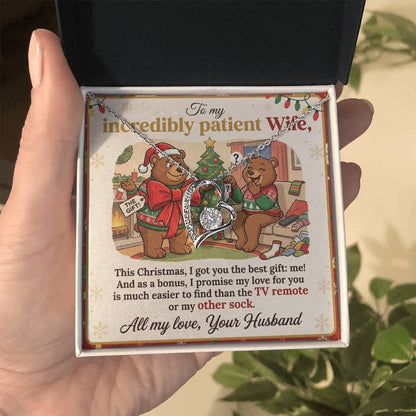 To My Wife Necklace From Husband, Funny Christmas Gift For Patient Wife, Anniversary, Birthday Gift - Love Knot Necklace-LKN77680